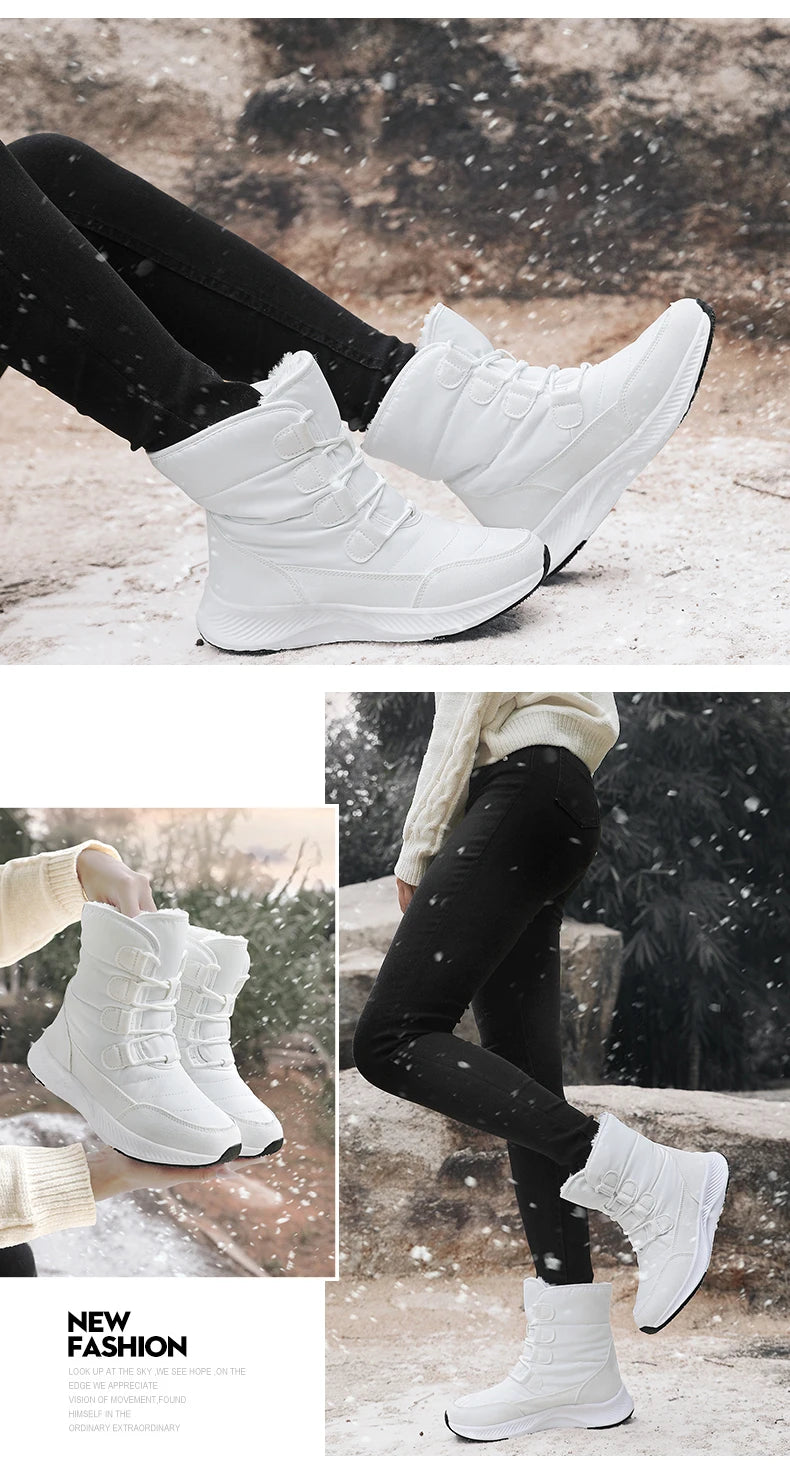 2026 Women's Shoes Winter Fashion Ankle Boots Women Keep Warm Female Lace Up Waterproof Boots Ankle Shoes Street Nurse Boots