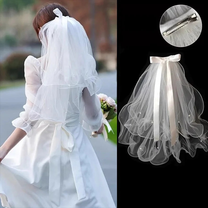 Wedding Veil Bridal Headwear Engagement Proposal Simple Elegant Soft Tulle Headpiece for Bride Ceremony Registration