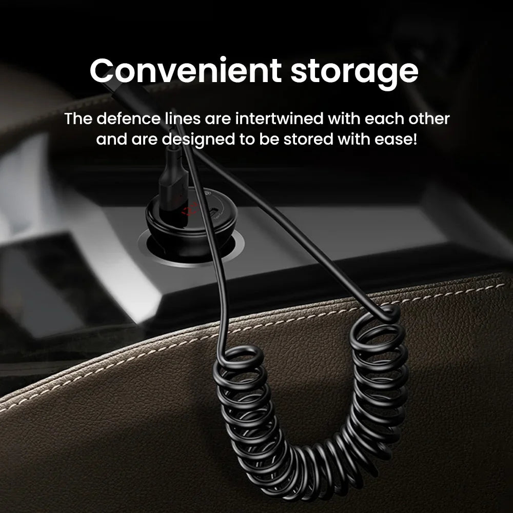 5A Fast Charging Spring Data Cable Retractable USB C To Type C Cable for Huawei Xiaomi Redmi Phone Charger USB Type C Cable