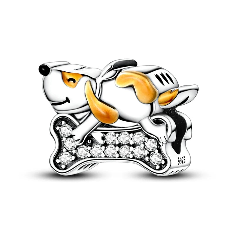 925 Sterling Silver Girl Holding Dog Charms Beads Fit Original 925 Bracelet Making Gift for Woman Jewelry Diy Fashion Pendant