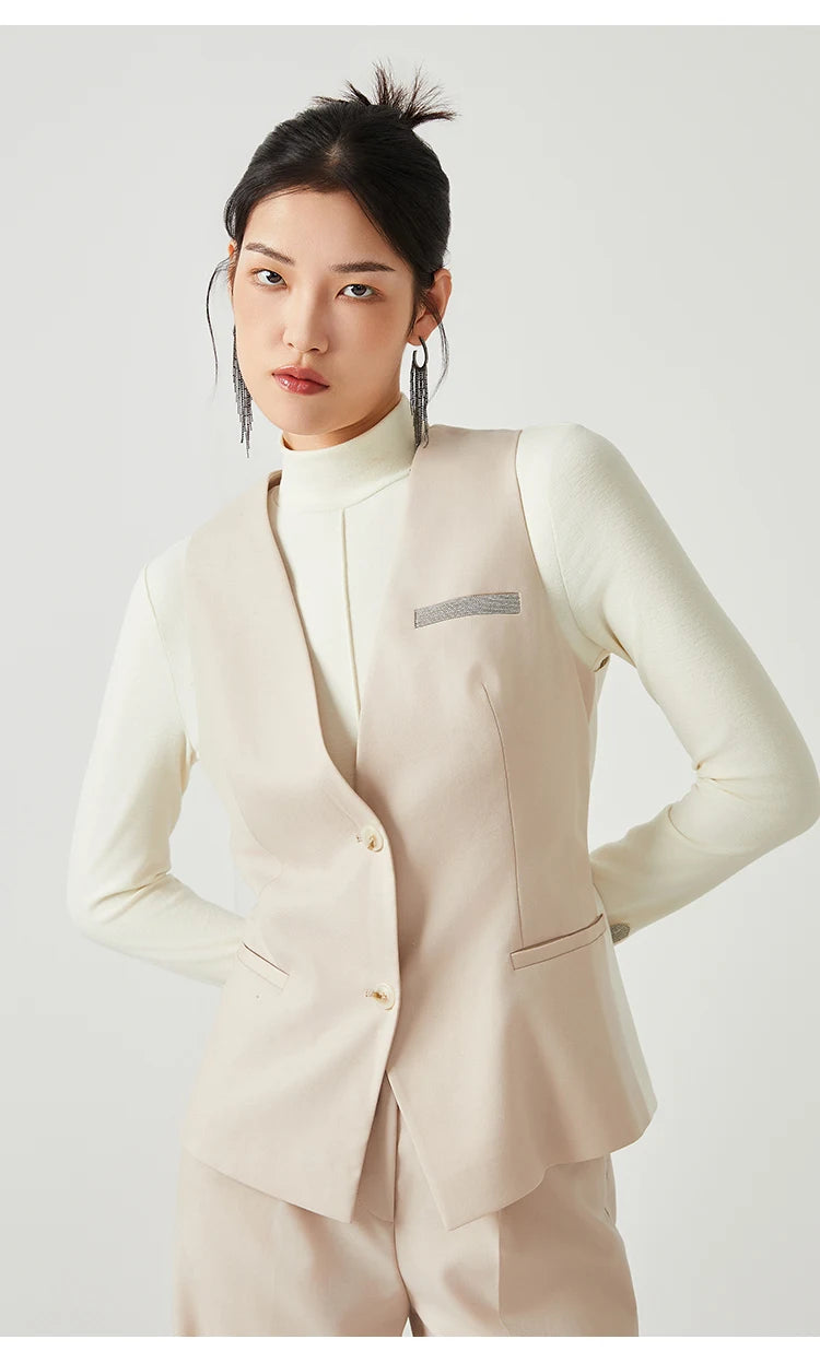 K2548W Luxury women's autumn suits vest wool office business wear formal Laidies woolen clothes