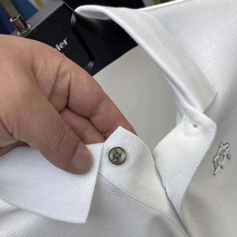 100% pure cotton men's short sleeved polo shirt summer fashion casual top comfortable and breathable high-quality lapel T-shirt