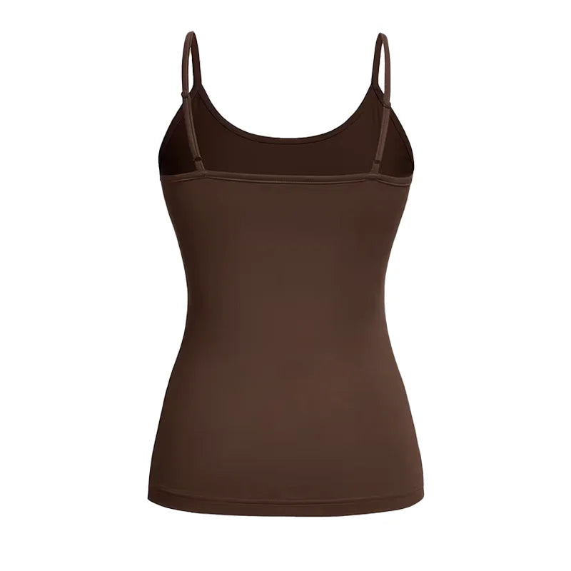 Women Tank Top Strap Slim Top for Summer Fashion Versatile Casual Breathable Micro Elastic Fabric Sleeveless Strap Top