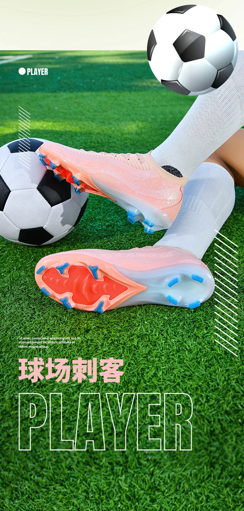 New Men's Soccer Shoes Professional Football Boots Non-Slip Cleats FG/TF Grass Outdoor Training Athletic Sneakers