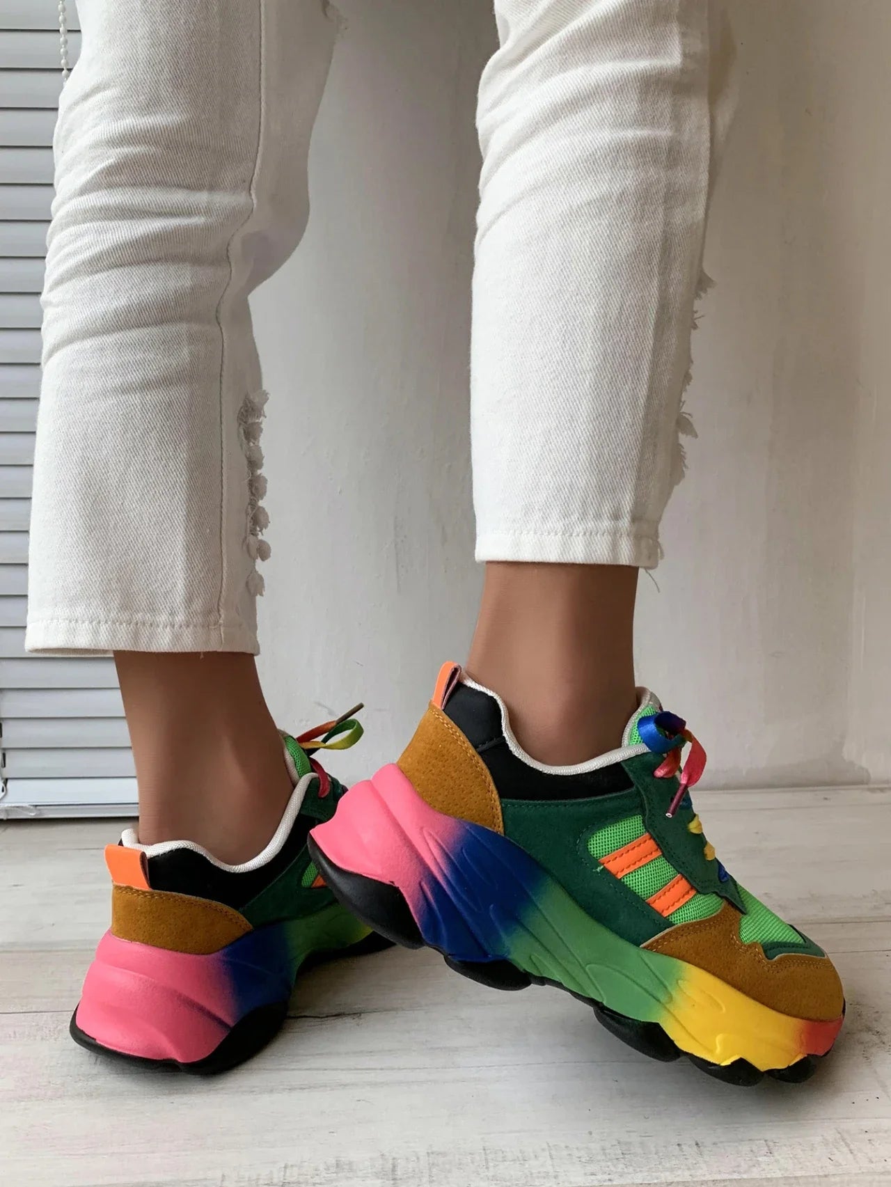 Women's Sneakers New Running Footwear Spring Autumn Outdoor Sports Shoes Multicolor Leisure Comfortable Frenulum Casual Tennis