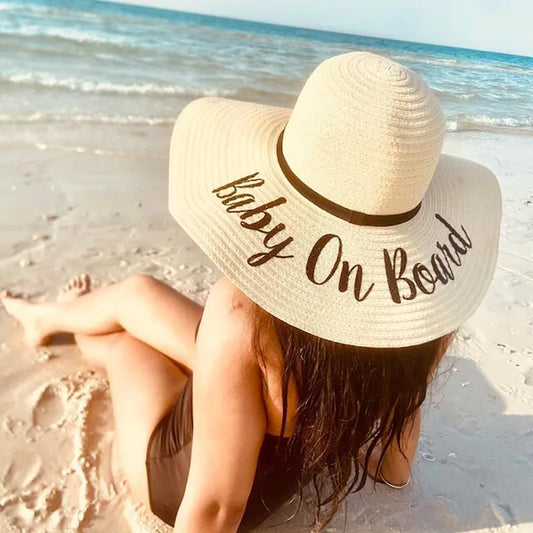 Baby on Board hat summer beach pool Pregnancy announcement new mom Mommy to be baby shower decoration gift present Photo props