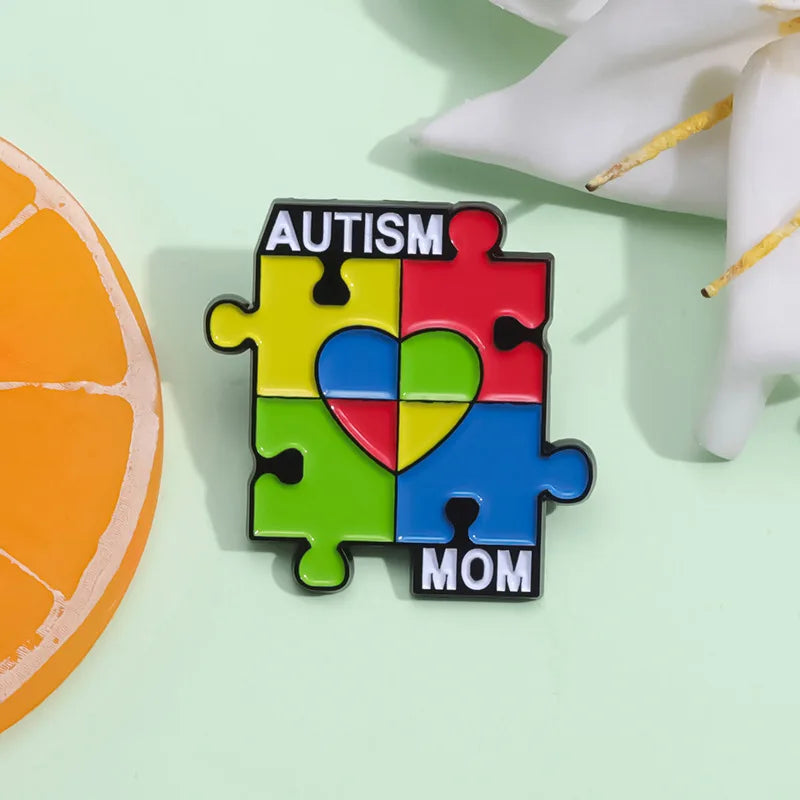 Autism Awareness Puzzle Enamel Pins Introvert Caring For Mental Health Metal Brooches Lapel Badges Jewelry Gifts For Friends