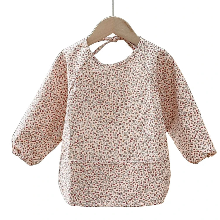 Baby Feeding Bib Long Sleeve Baby Boy Girl Cute Cartoon Print Bib Apron Easy Clean Kids Waterproof For Babi