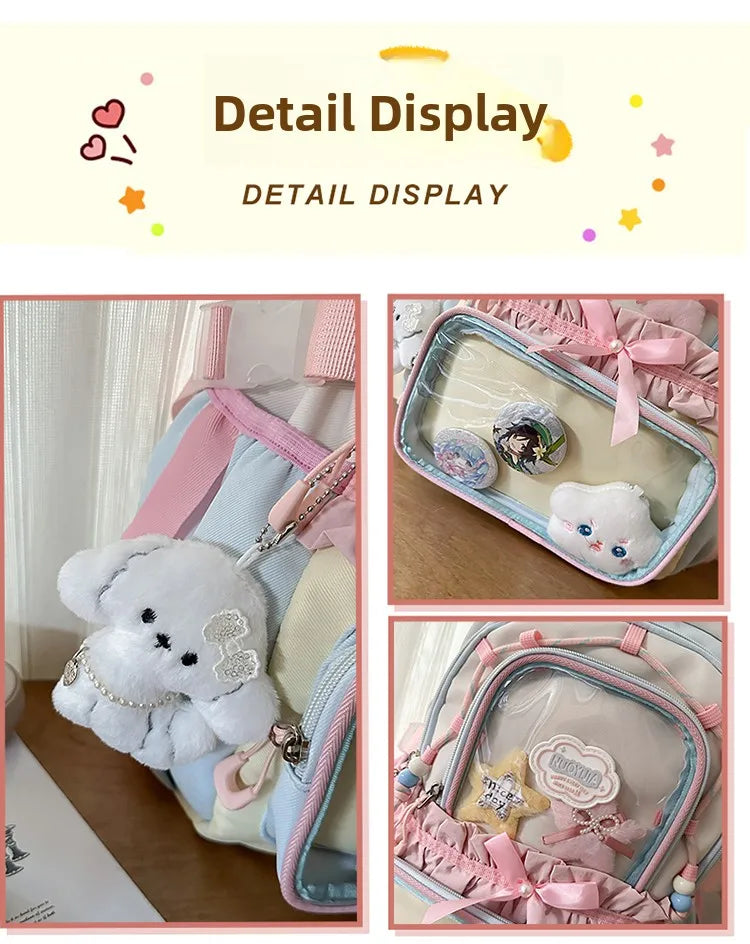 Large Capacity Children's School Bag Set for Girls Primary And Middle School Double Shoulder Backpack Sweet College Style