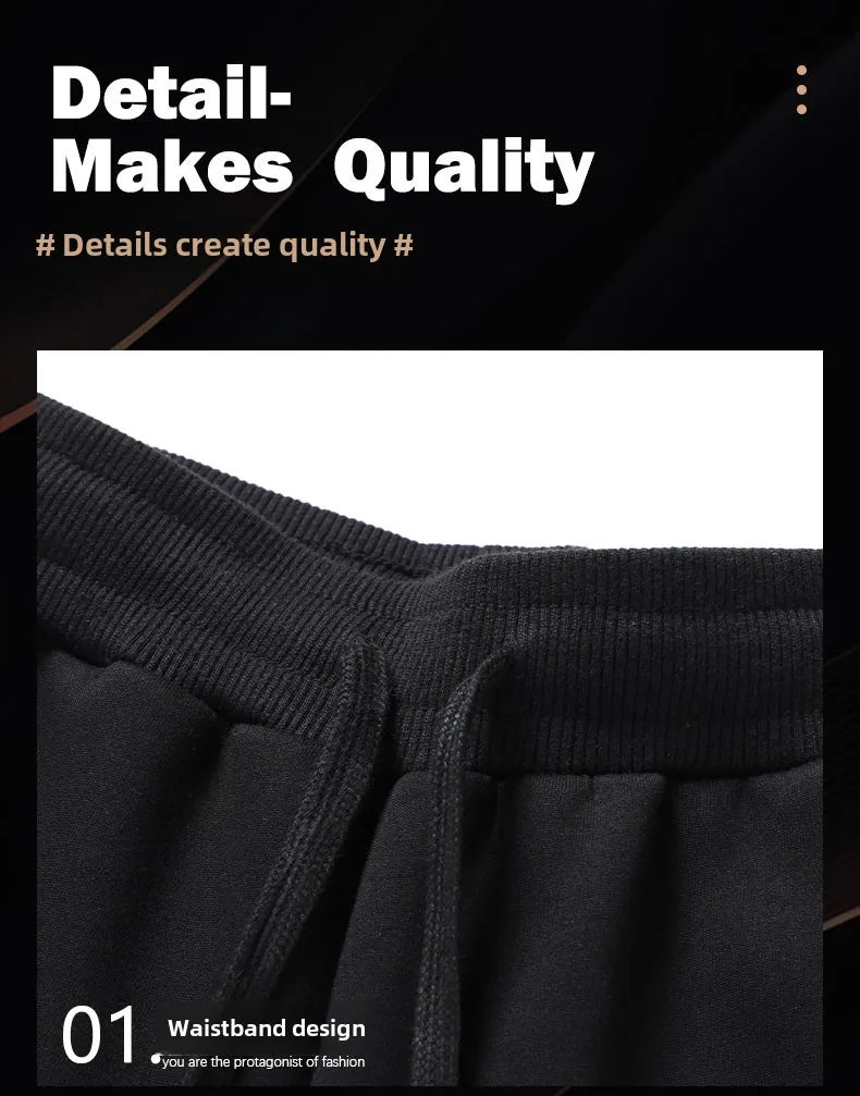 Men's pants 2025 autumn and winter with plush and thickened pure cotton casual sanitary pants, sports leg binding casual pants