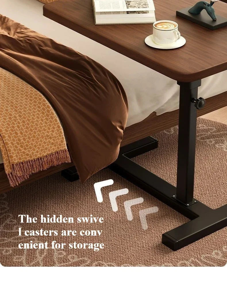 Stainless Steel Small Edge Table Bedside Table Household Mobile Desk Bedroom with Wheels Easy Lifting Learning Desk Workbench