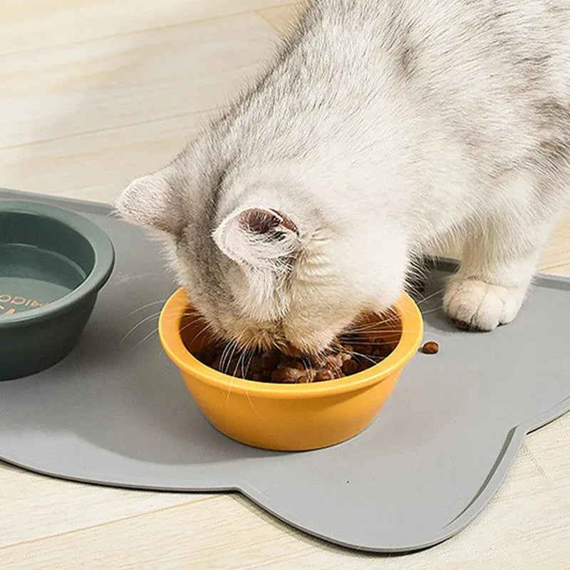 Pet Dirt Resistant Silicone Food Mat Portable Waterproof Leakproof Non-Slip Feeding Mat Bowl Mat Mat for Cats Dogs Pet Supplies