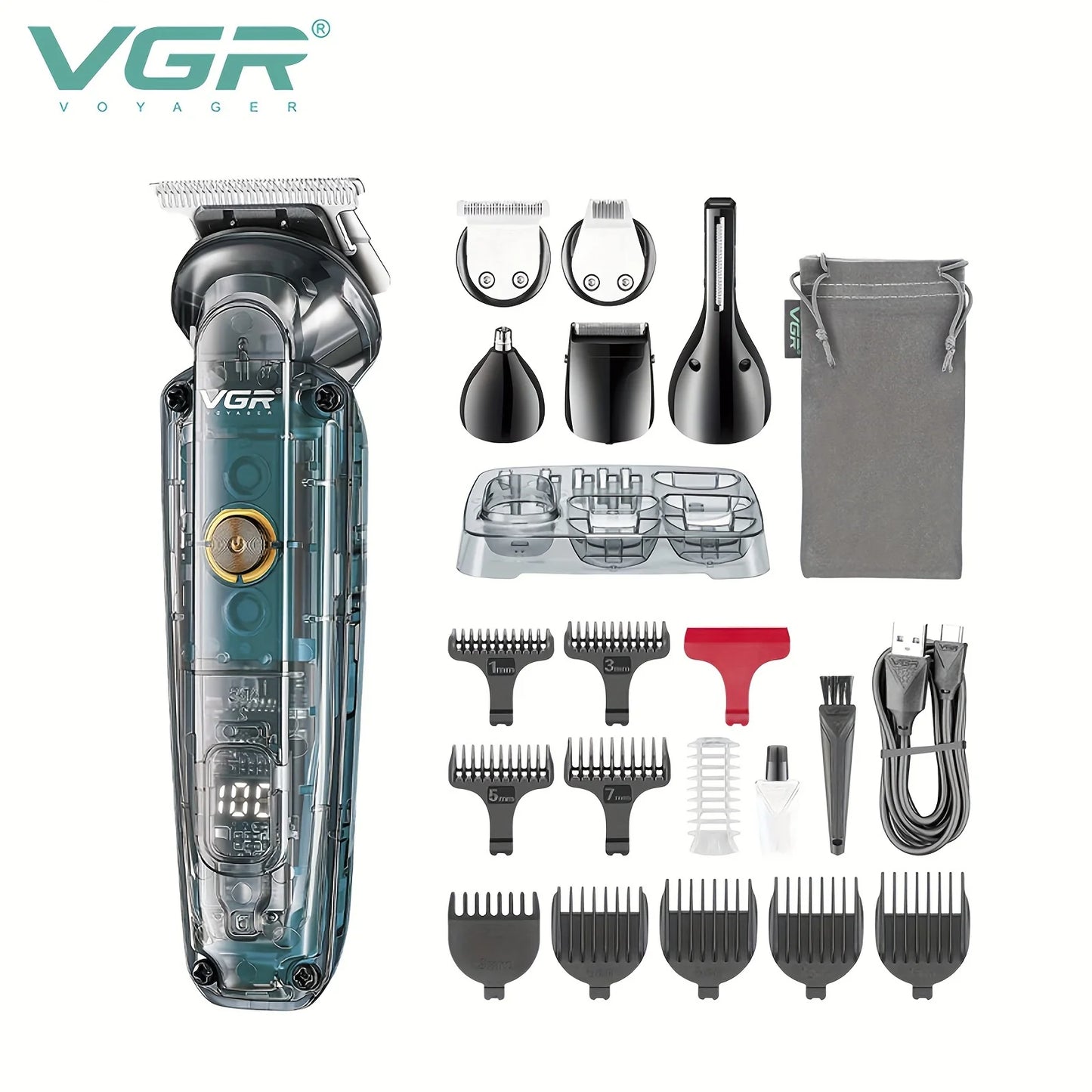 VGR Hair Trimmer Electric Barber Hair Cutting Machine Cordless Hair Clipper Beard Shaver Multifunctional Trimmer for Men V-102