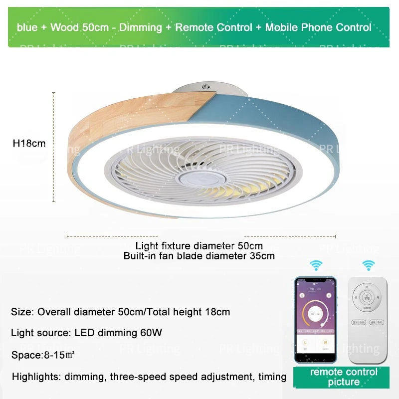 LED Fan Light Ceiling Lamp Household Modern Simple Bedroom Restaurant Invisible Ceiling Fan Light Living Dining Table Room Decor