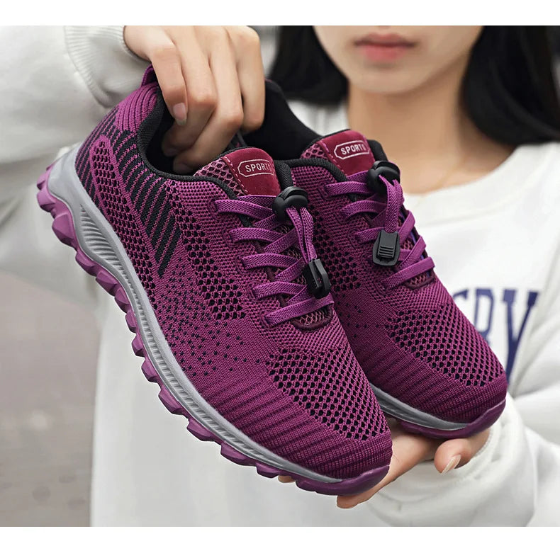 2025 Women Sneakers Fashion Platform Lace Up Casual Sports Shoes Comfortable Running Ladies Vulcanized Shoes Female Footwear