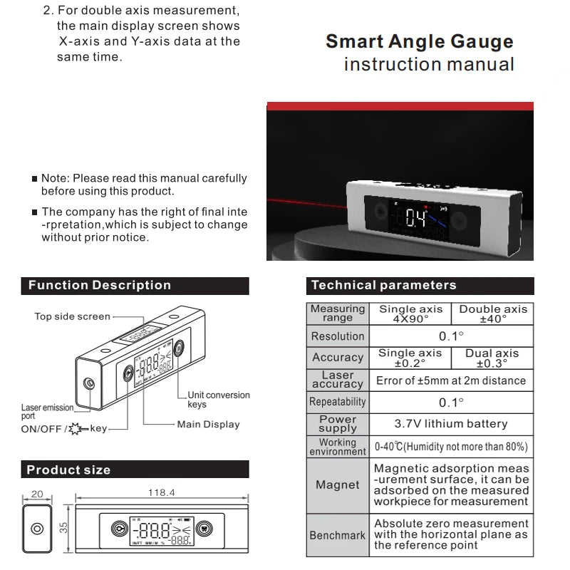 L1 Laser Line Projector Angles Laser Measurement Tools USB C Charging Laser Measure for Home
