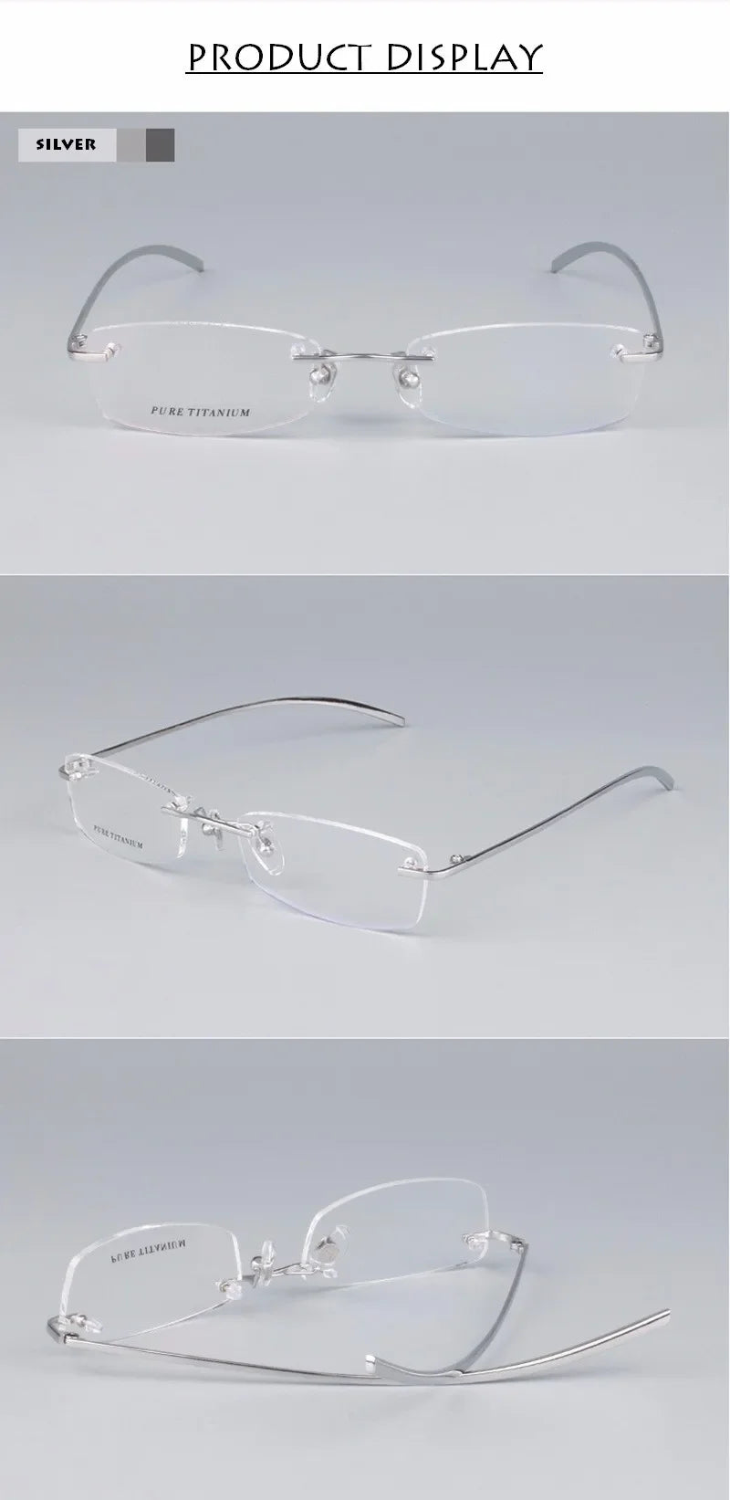 Chashma Unisex Glasses Eyewear Frames Titanium Rimless Glasses Frames Female Male Optical Spectacles