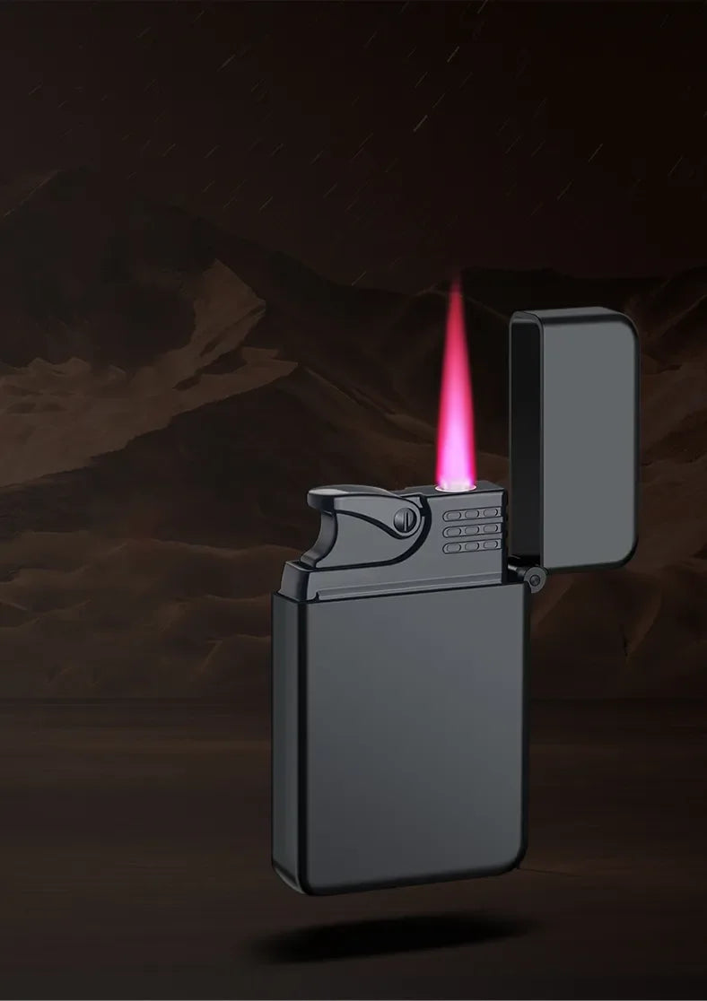 Metal Jet Red Flame Lighter Luminous Cigar Lighter Refillable Butane Adjustable Flame Portable Windproof Gas Lighter Men's Gifts