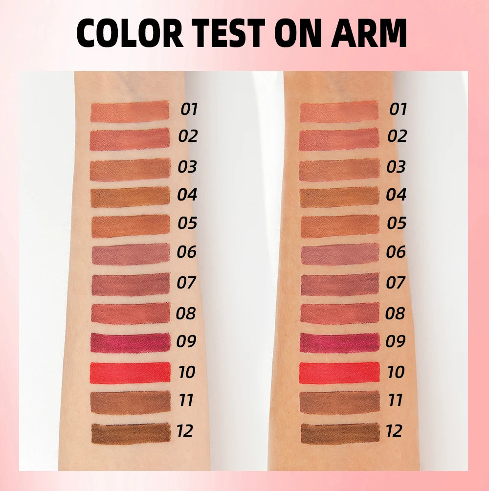 QIBEST Matte Lip Liner Set 12 Colors Nude Shades Lipliner Pen Waterproof Lip Contouring Pencils Lasting Makeup Kits Lipstick Pen