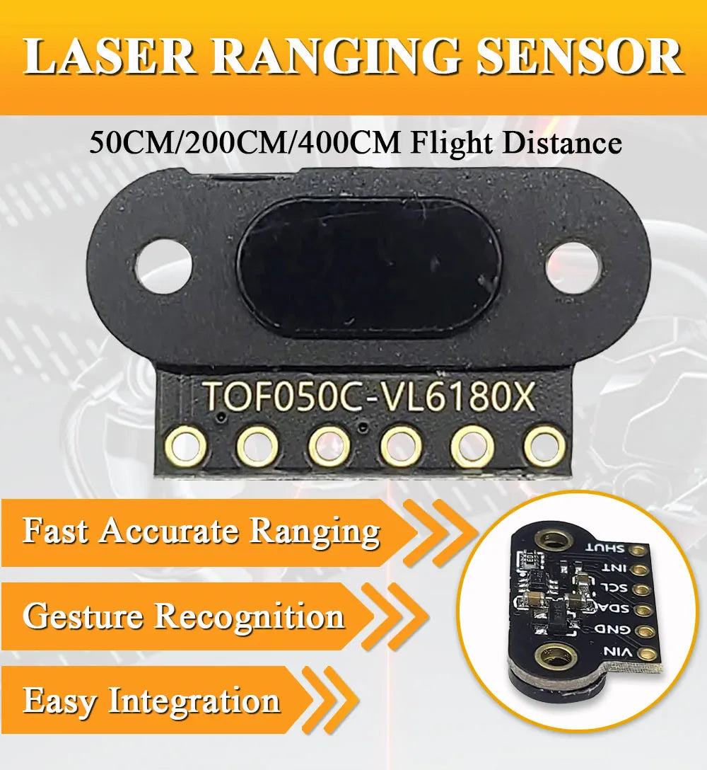 Laser Ranging Sensor Module for Arduino STM32 Measure Flight Distance 50CM 200CM 400CM I2C Output TOF050C TOF0200C TOF0400C