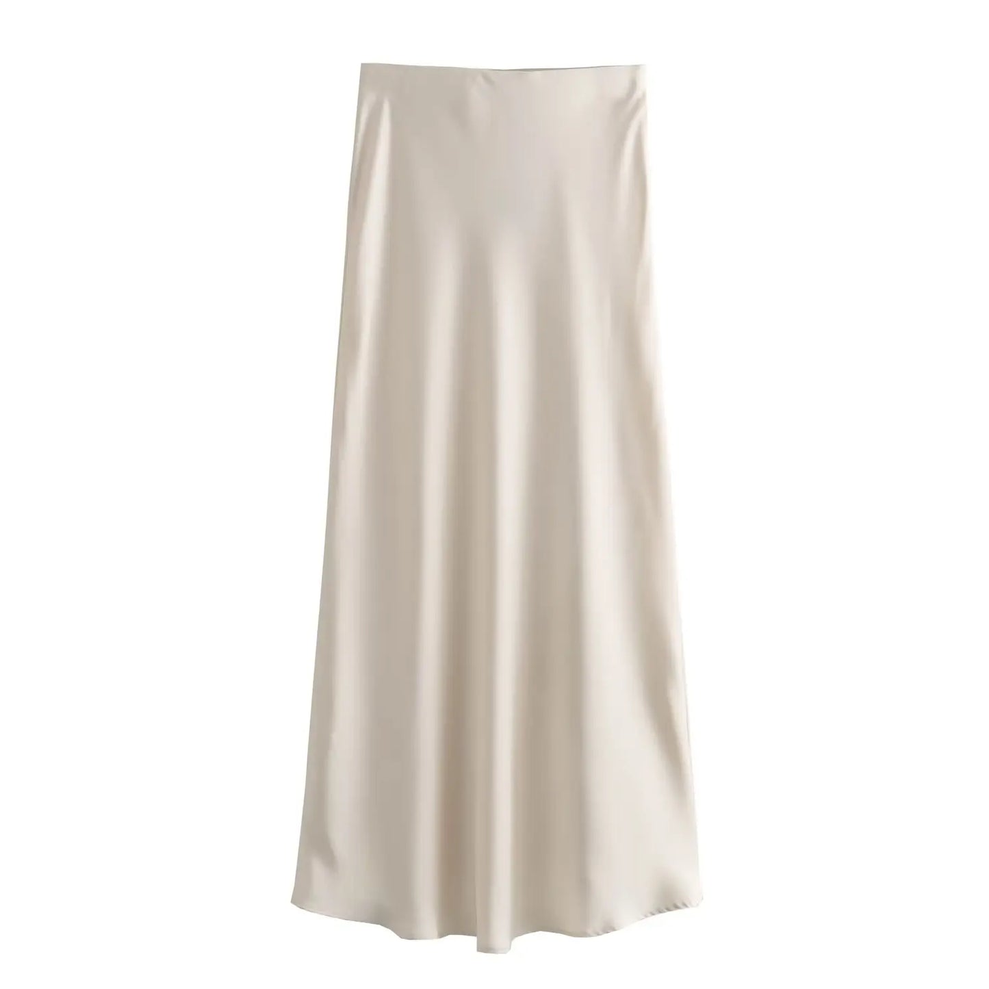 KONDALA-Women Elegant Chocolate Skirt Set Tube Top + Elastic Waist Satin Hip Skirt New 2025 Spring Summer Slim Mocha Mousse Set