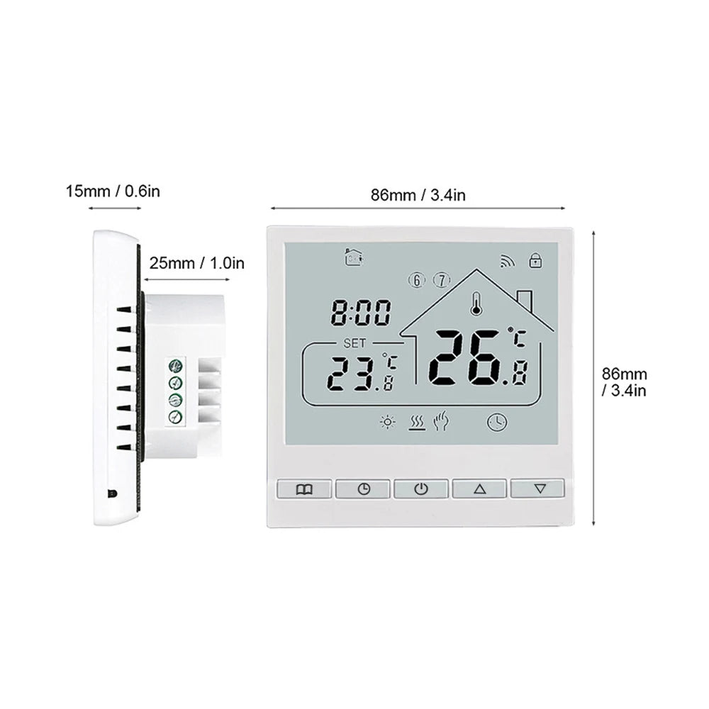WiFi Smart Thermostat 5+2 Programmable 3A Water Heating Tuya Voice Control Thermostat DIY Install LCD Display Smart Temperature