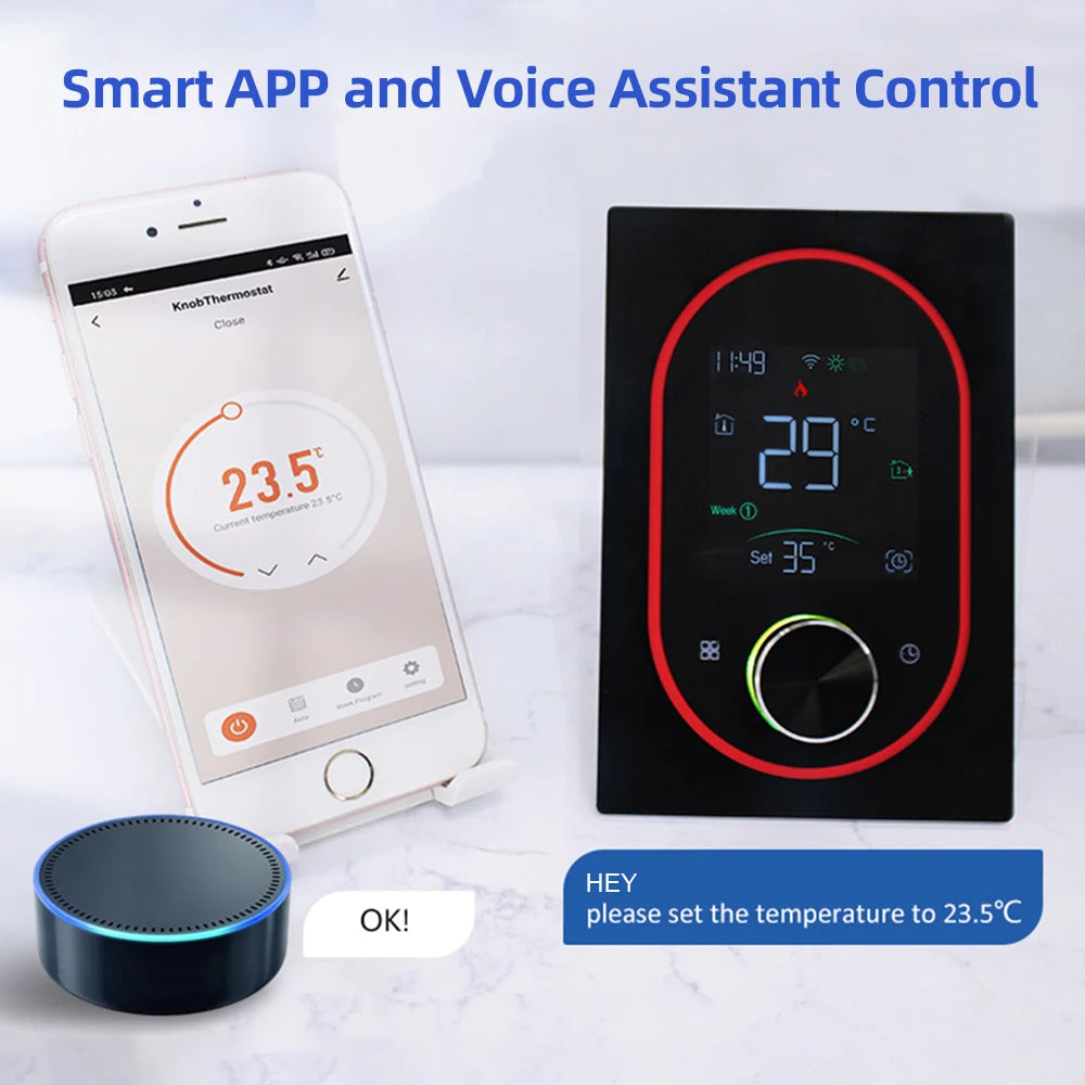 Smart Thermostat for House Water Electric Heating Water Gas Boiler AC thermostat with VA Digital Touch Screen Adjustable Knob