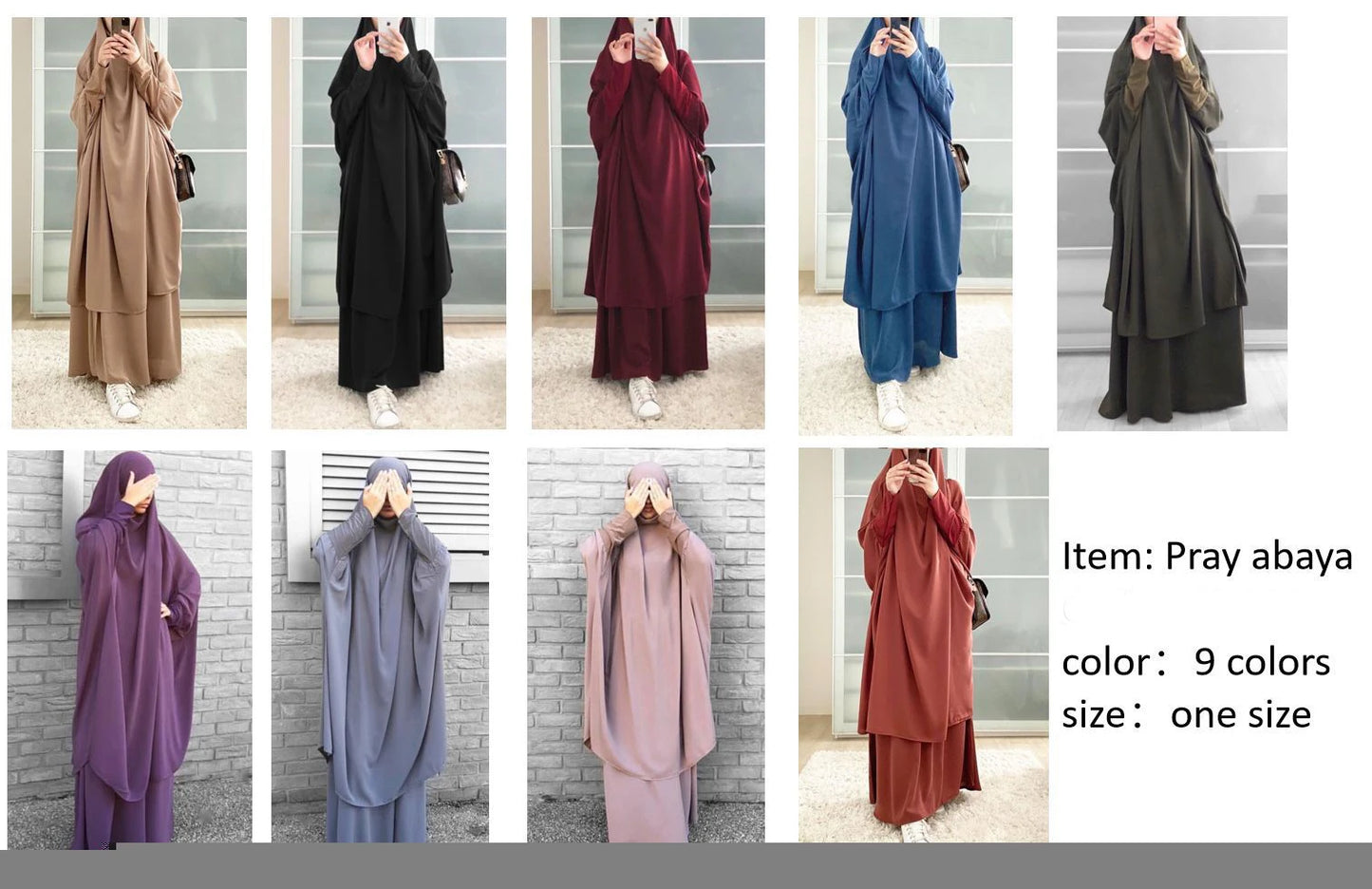 15 Colors Eid Hooded Muslim Dress Set Women Hijab Dress Prayer Garment Islamic Abaya Long Khimar Ramadan Gown Abayas Skirt Suit