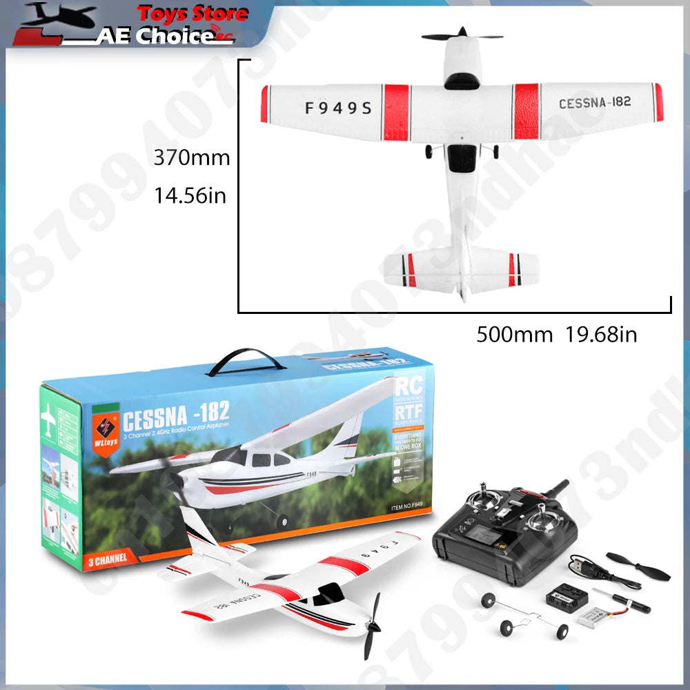 WLtoys 2.4G F949 RC Airplane Cessna 182 3D6G 3Ch Fixed Wing Plane Outdoor Drone RTF With Gyroscope RC Toy Gift for Adults