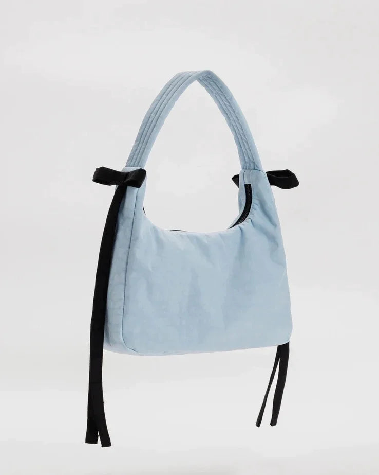 Baggu Bow Handbag Pure Color Underarm Nylon Versatile Women's Bag British Style Casual Zipper Closure Versatile for All