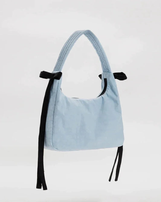 Baggu Bow Handbag Pure Color Underarm Nylon Versatile Women's Bag British Style Casual Zipper Closure Versatile for All