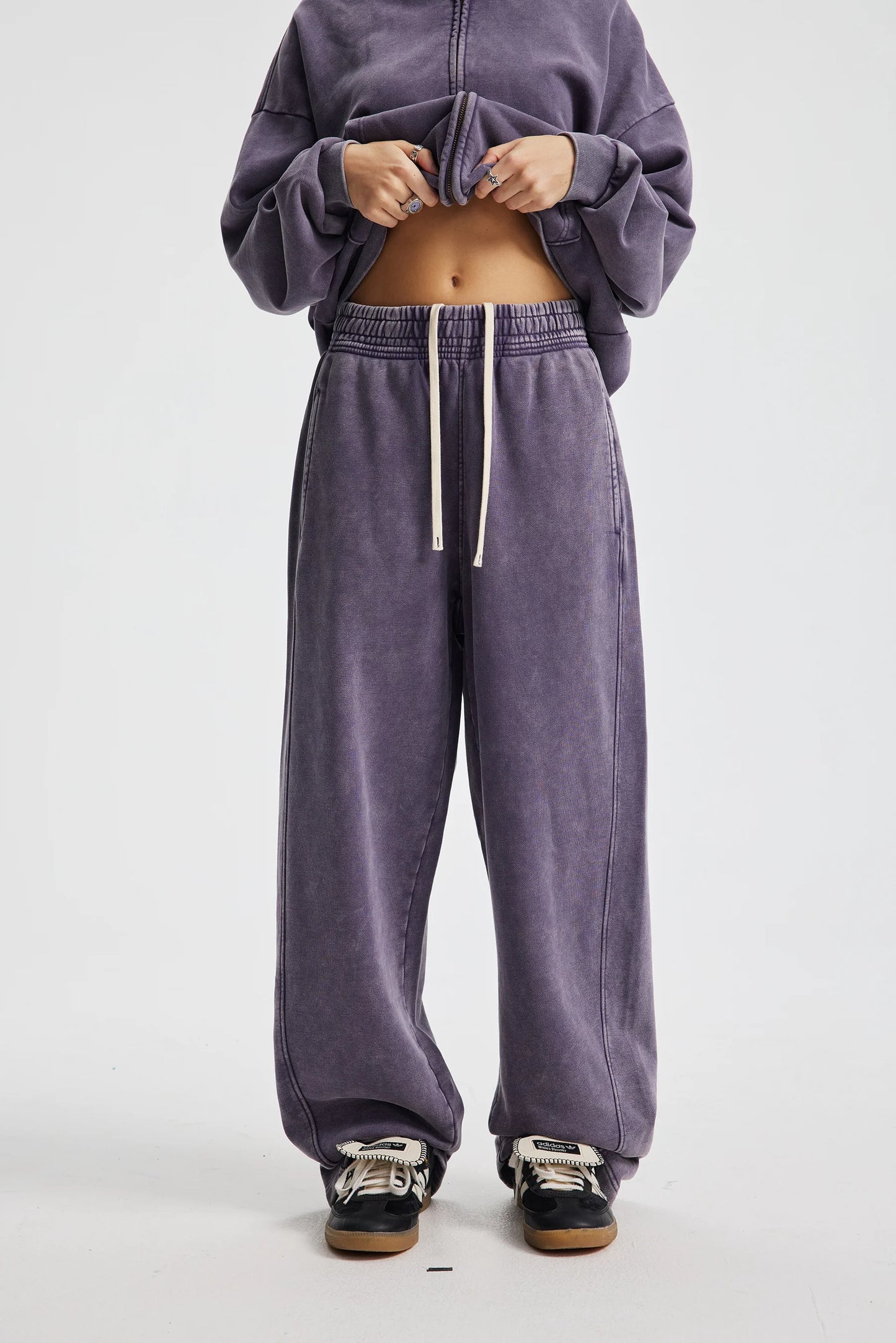Retro Wax Printing Acid Washed Sweat Pants Distressed Personalized 100% Cotton Mens Sweatpants Athletic Drawstring Jogger Pants