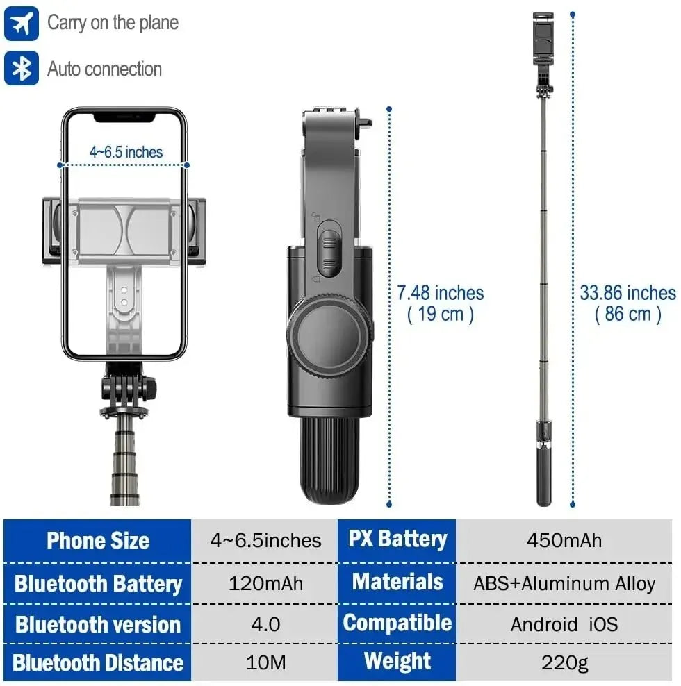 Gimbal Handheld L08 Auto Anti-shake Stabilizer Travel 360° Rotating AR Intelligent Following Bracket Vlog Shooting Smartphone