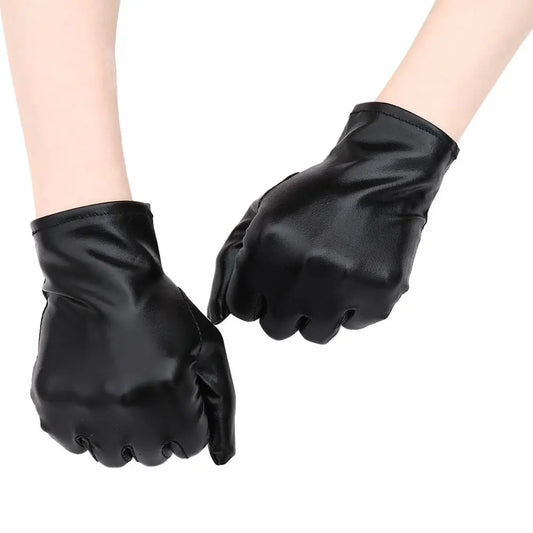 Men Women PU Mittens Gothic Punk Leather Gloves Black Gloves Dress Up Halloween Cosplay Hip-Hop Dance