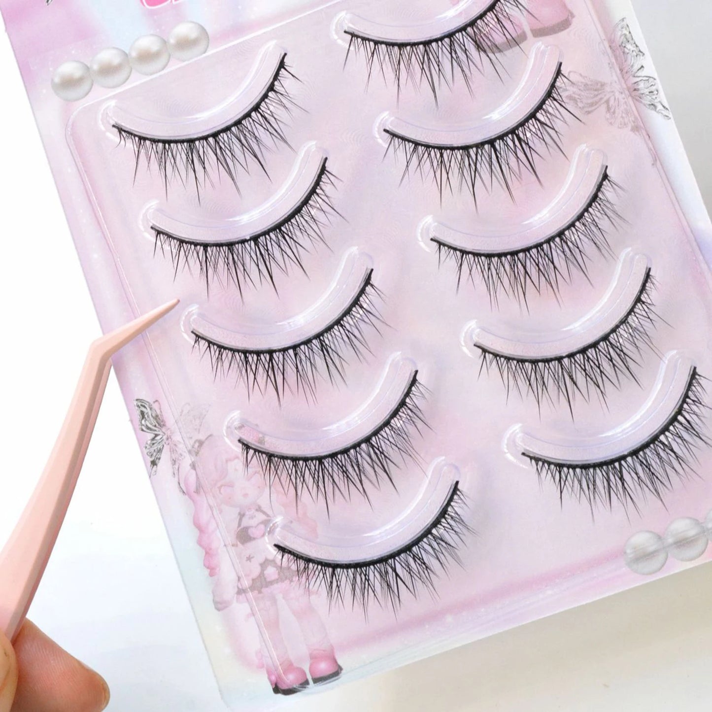 Strips False Eyelashes Full Strip Hard Stem Baby Straight Fish Tail fake eyelash Natural lashes for Double Eyelid Cosplay