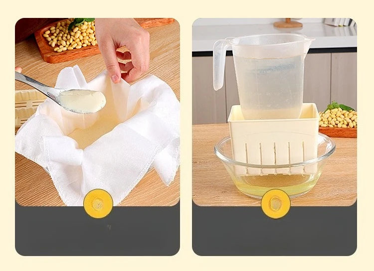 DIY Plastic Tofu Press Mould Homemade Tofu Mold Soybean Curd Tofu Making Mold With Cheese Cloth Kitchen Cooking
