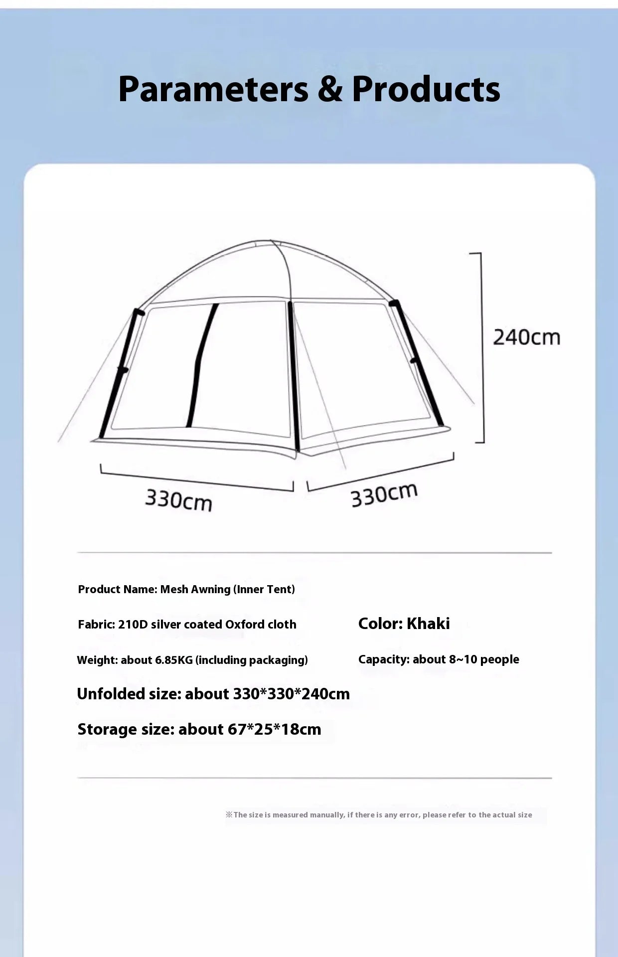 Outdoor Large Tent Canopy Sunshade Netting Portable Mosquito-Proof Tent Beach Camping Gazebo