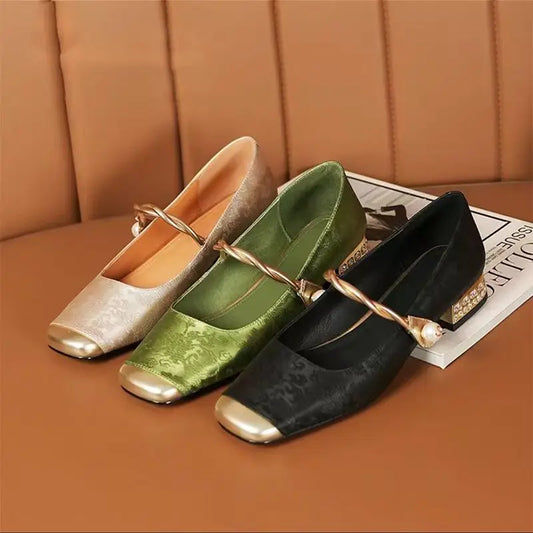 Shoes for Woman Flats Formal Women's Summer Footwear Low Heel Elegant Moccasins Flat Pointed Toe Non Slip on Promotion E 39