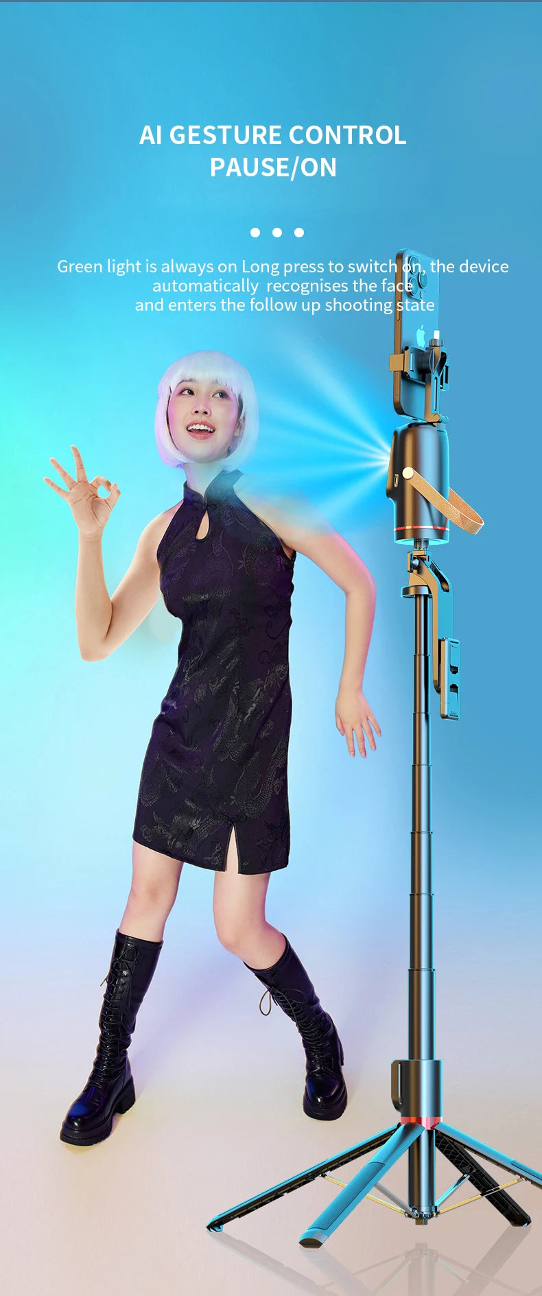 Smart Phone Gimbal - 360° Rotation, Auto Tracking, Stabilize Shots for Phone, Perfect for Vlogging & Live Streaming, Easy To Use