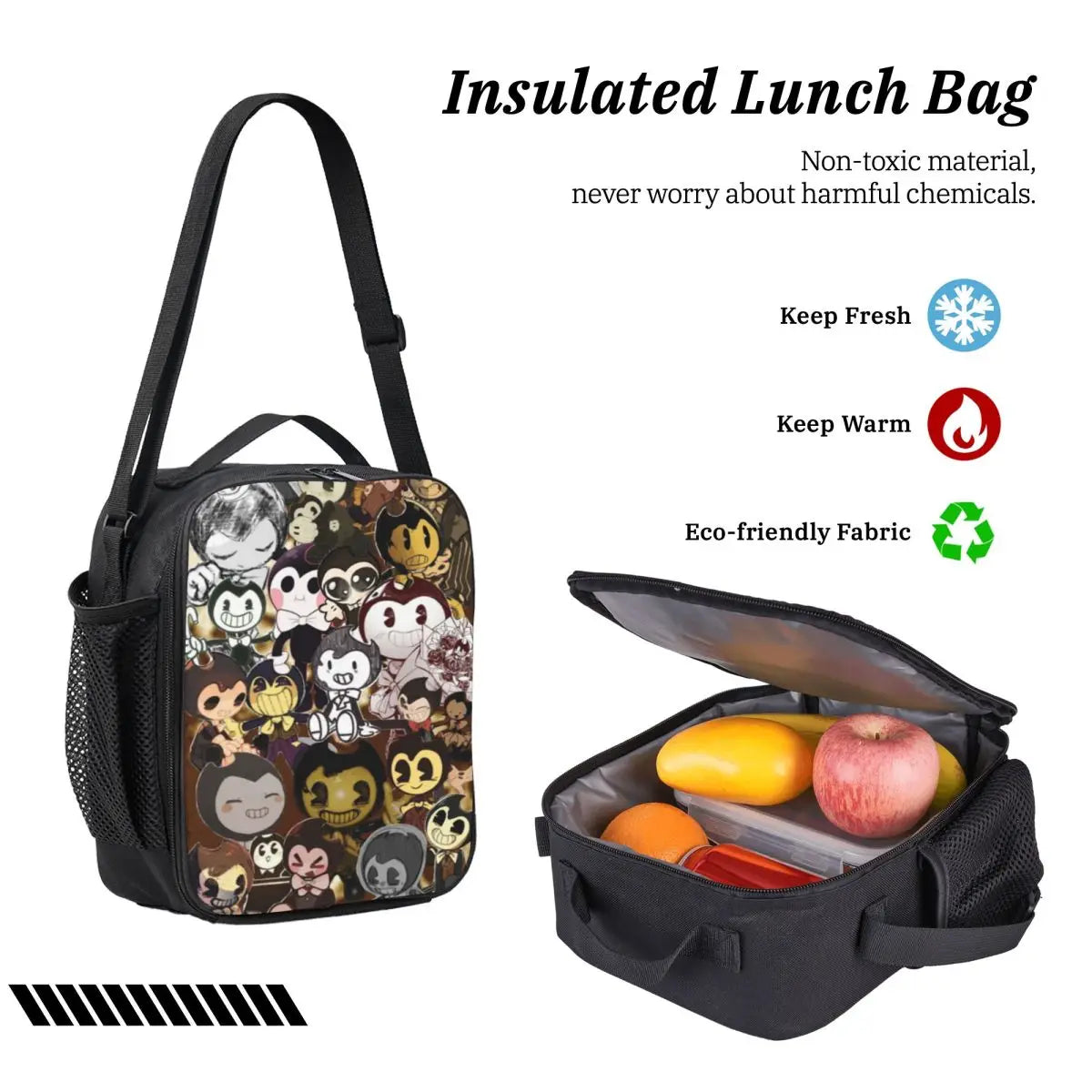 3Pcs Bendys And The Dark School bags Set for Boy Girl Pen Bags Backpack Sets with Lunch Box For School Students Knapsack