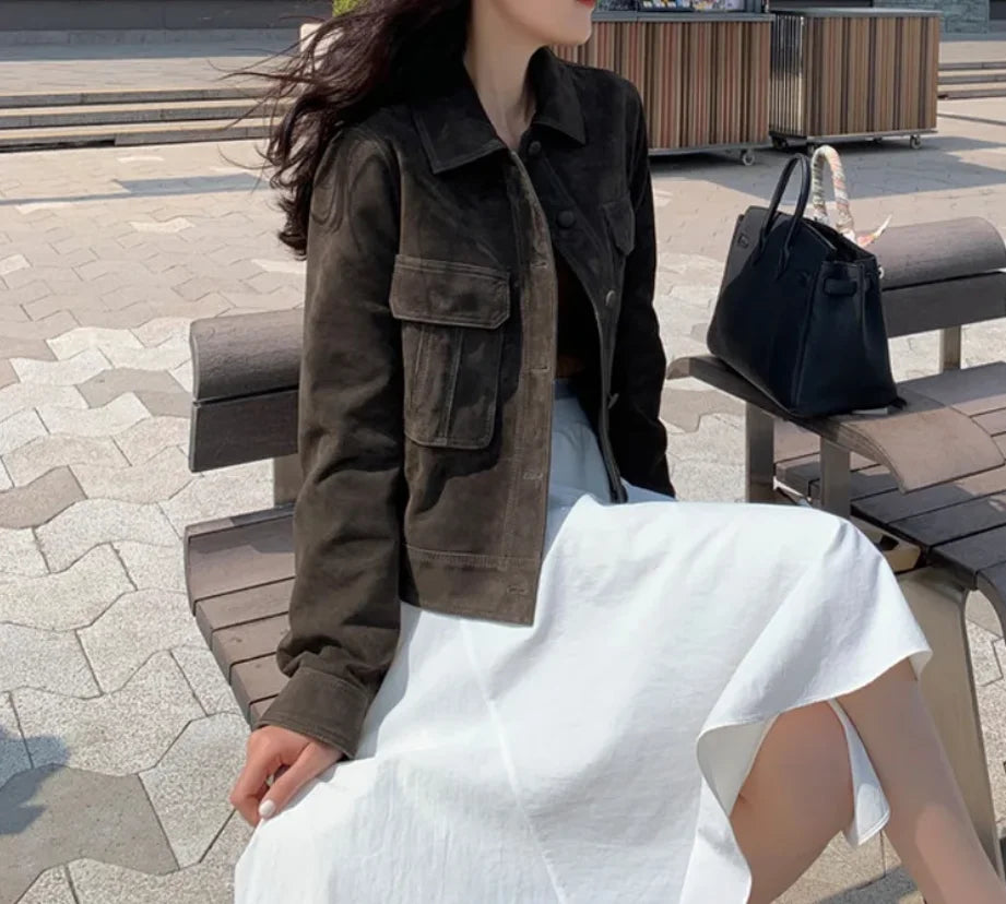 Casual Quality Leather Jacket For Women 2025 Spring Cashmere Suede Leather Coat Female Slimming Versatile Jaqueta Streetwear