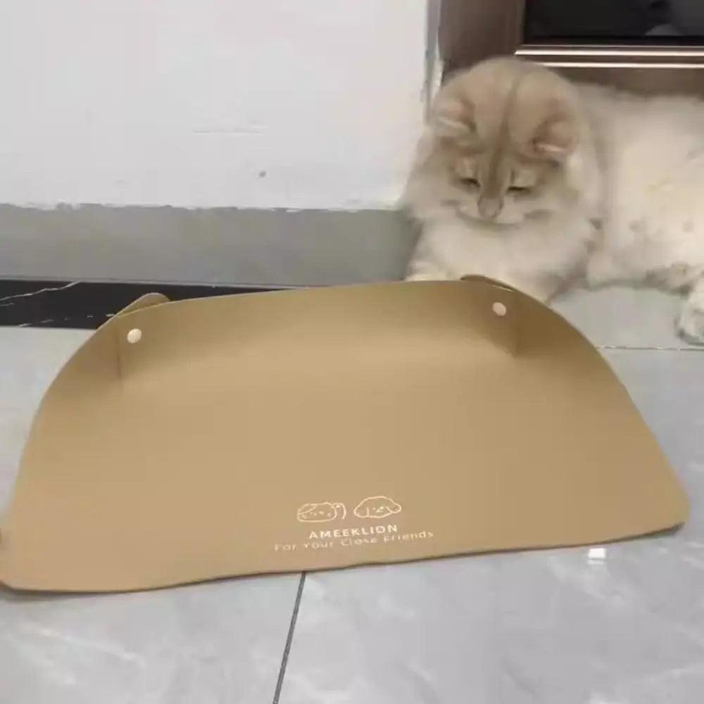Easy To Clean PU Leather Pet Anti Spill Placemat Oil Resistant Anti Slip Cat Bowl Mat Waterproof Dog Food Pad Kitten