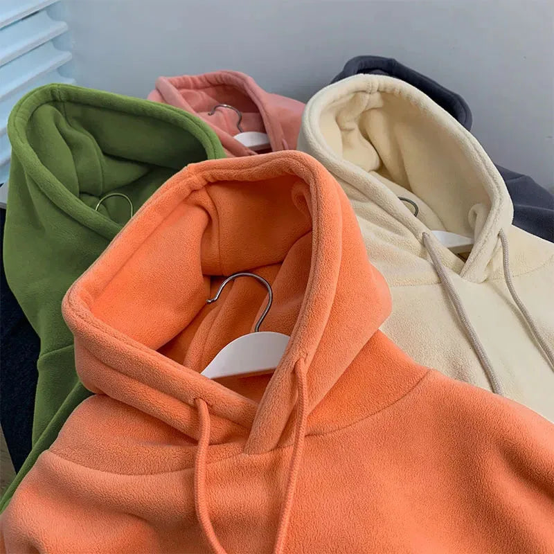 Autumn Korean Solid Hoodies Women Fashion Loose Pocket All Match Warm Pullover Tops Y2K Oversized Streetwear Casual Sweatshirts