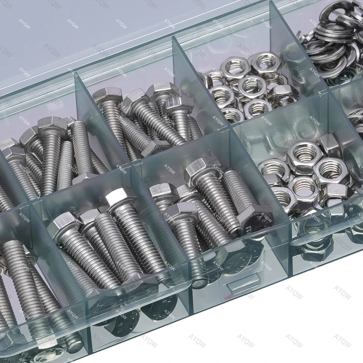 120/240/480pcs Stainless Steel Nuts and Bolts Assortment Kit, Including 6 Sizes Hex Bolts,Flat Washers, Lock Washers.