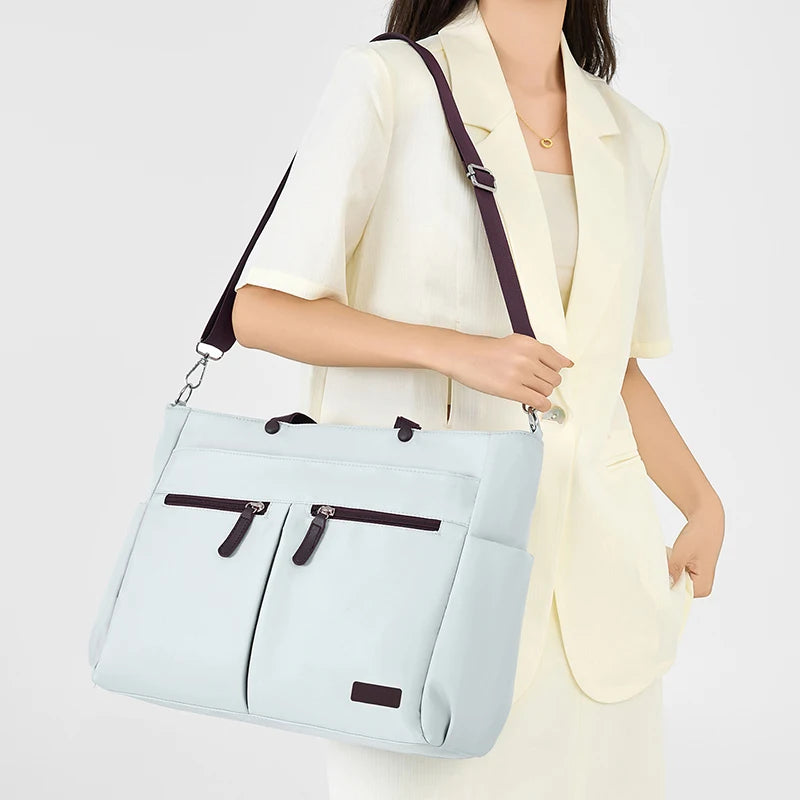 【 Laptop Bag 】 Nylon casual ladies' laptop bag, daily commuting briefcase, lightweight double main pocket single-shoulder bag