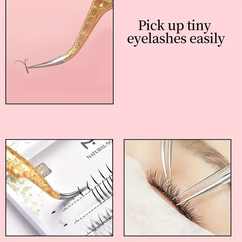 1/3Pcs Precision Stainless Steel Eyelash Extension Tweezers - High-Quality Curved & Straight Tips for Flawless Brow Shaping, Ing