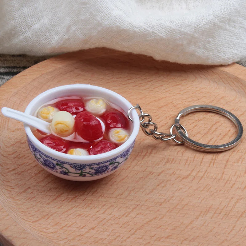 New Styles Simulation Food Key Chains Bowl High Quality Bowl Shape Key Chain Pendant Wholesale