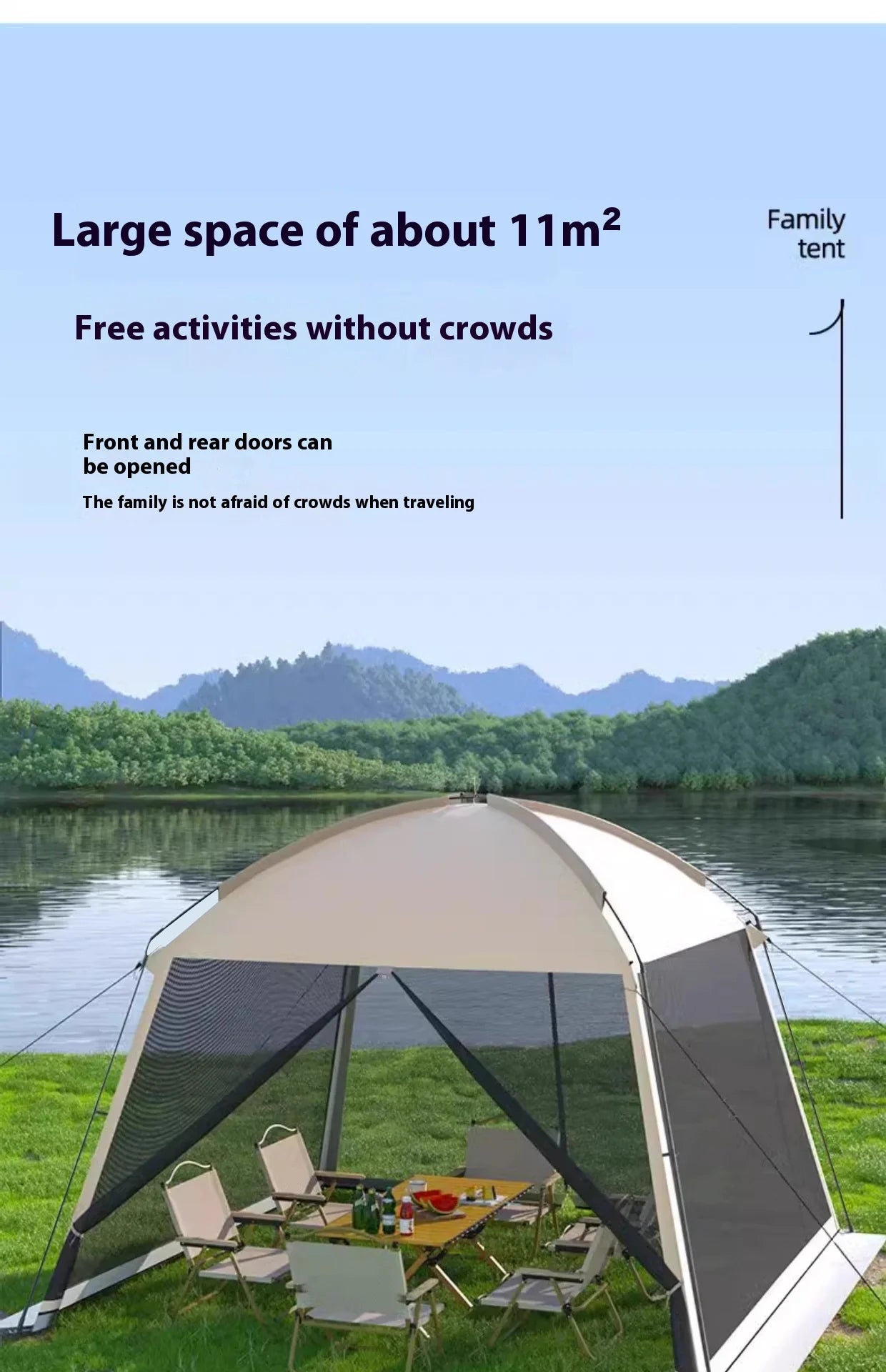 Outdoor Large Tent Canopy Sunshade Netting Portable Mosquito-Proof Tent Beach Camping Gazebo