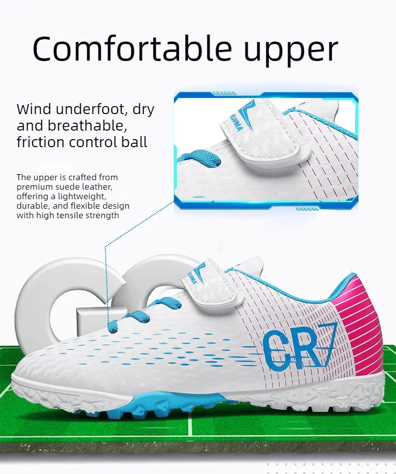 New Hot Children Football Boots Outdoor Trainers Soccer Shoes for Kids Boys Girls Hook Loop Football Cleats Futsal Sneakers28-39