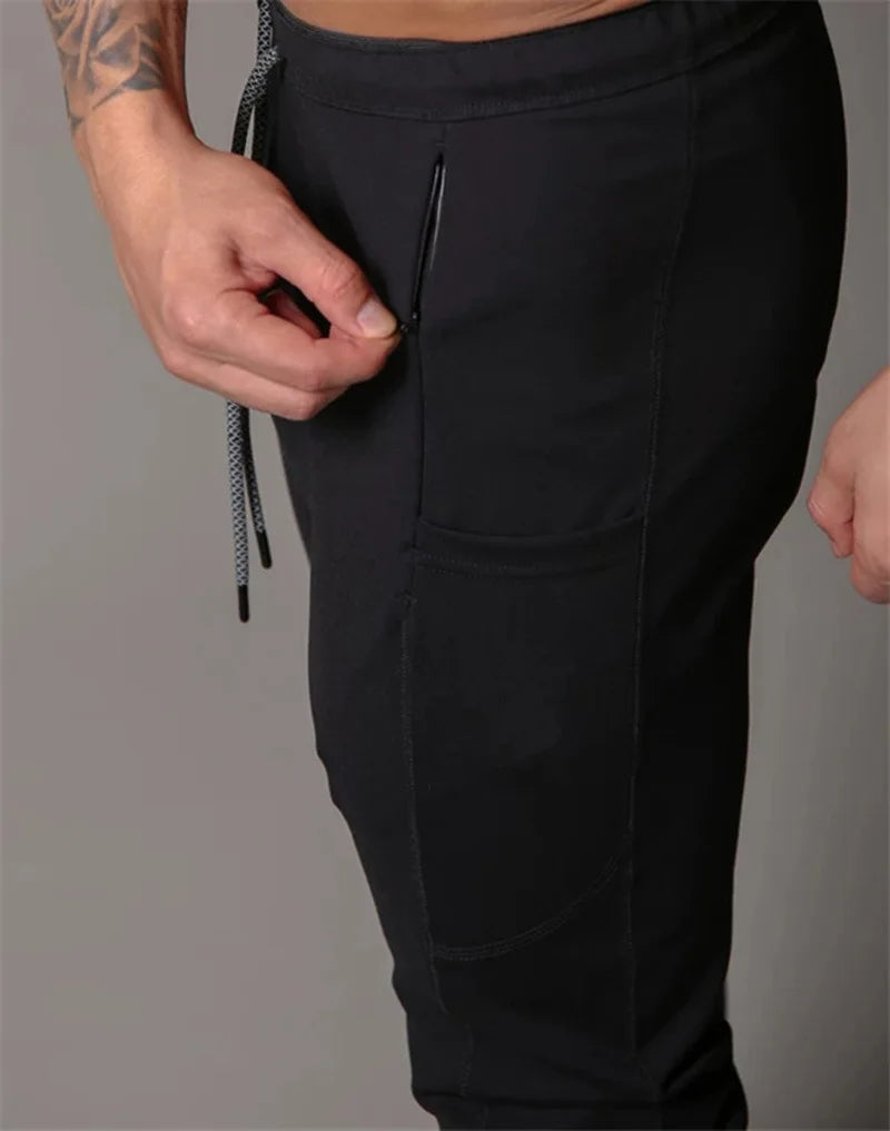 Spring and autumn sports trousers for men, running cotton slim-fitting trousers with ankle zippers, casual sweatpants